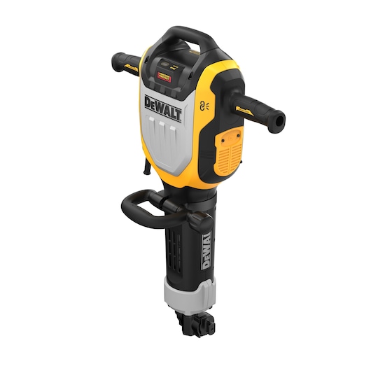 DEWALT breaker hammer, SKUs D25966, D25966K, D25966-B2 shown. Construction tool with dual handles.