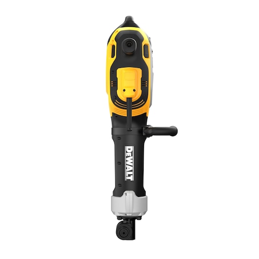 DEWALT demolition tool front view, SKUs D25966, D25966K, D25966-B2, black and yellow design.