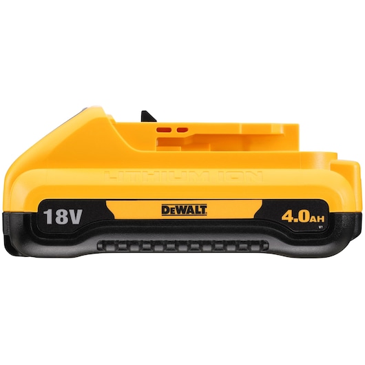 DEWALT 18V 4.0Ah lithium-ion battery pack, yellow and black, for power tools.