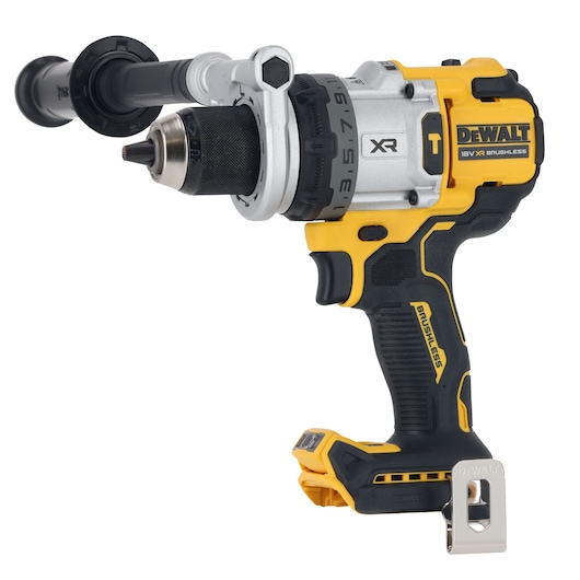 DEWALT drill, product SKUs DCD1007NT, DCZ607X2-XE. Photography category. Yellow and black cordless tool.