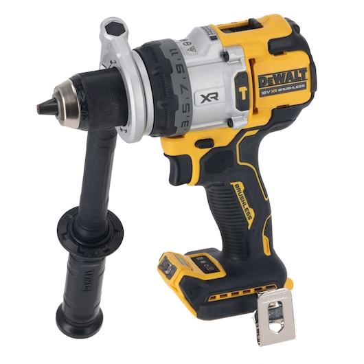 DEWALT product DCD1007NT and DCZ607X2-XE, cordless brushless drill shown. Photography category.