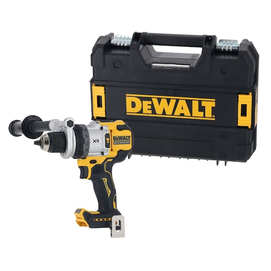 DEWALT drill and case. Photography category. SKUs: DCD1007NT, DCZ607X2-XE.