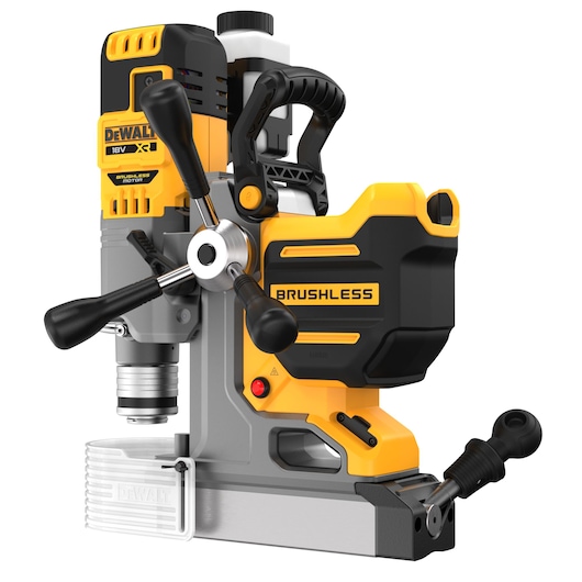 DEWALT DCD1623N 18V brushless magnetic drill with handles and robust design, shown against a white background.