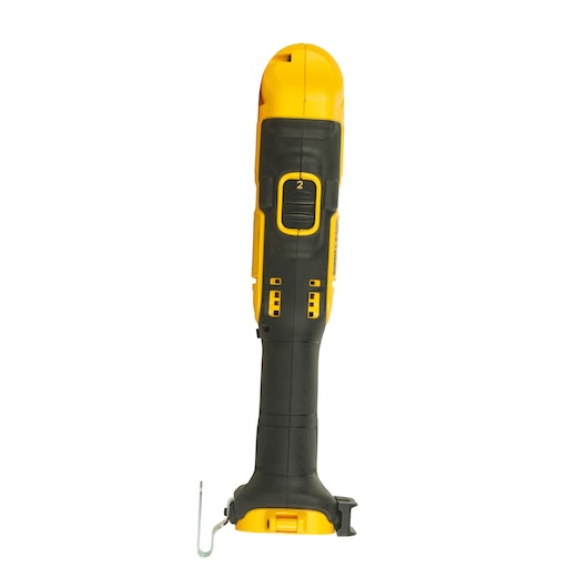 Yellow and black Dewalt cordless drill shown upright against a white background.