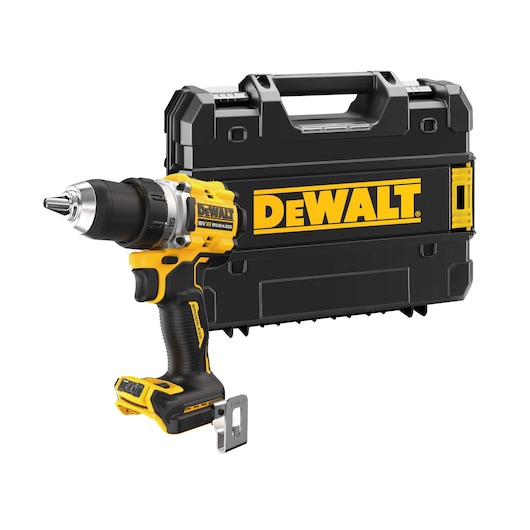 DEWALT cordless drill DCD800NT with black carrying case, shown on white background.