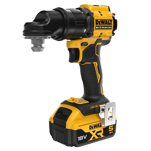 DEWALT photography tool DCD803P2T-QW, DCD803P2T, 18V XR, 5Ah, shown in yellow and black.