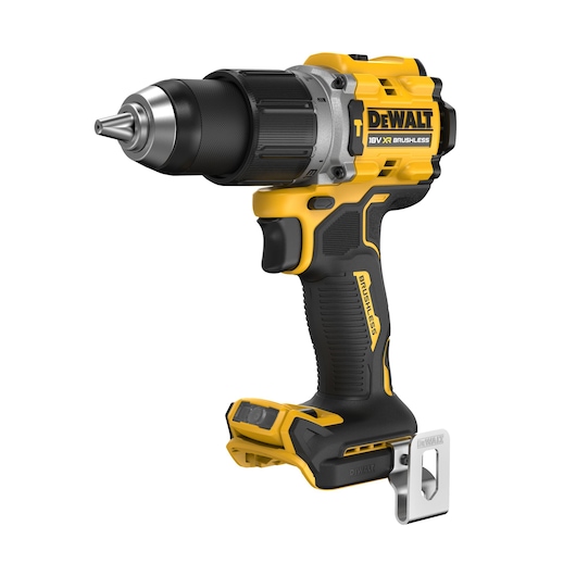 DEWALT drill DCD805NT-XJ, DCD805NT. Yellow-black, brushless, photography category.