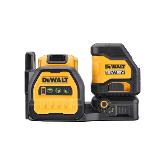 DEWALT DCE088D1G18-QW, DCE088D1G18 photography tool in yellow and black, shown from front.