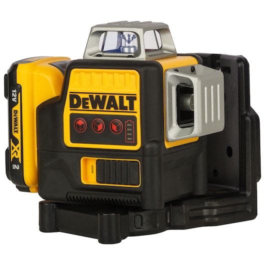 DEWALT 12V self-leveling rotary laser tool for precise alignment in construction and photography projects.