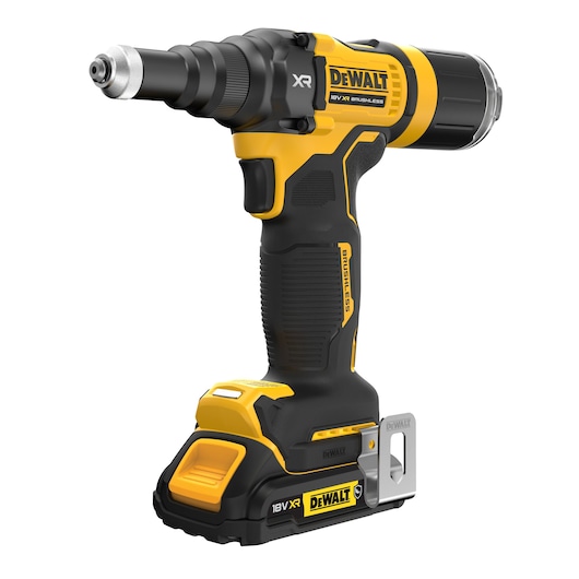 DEWALT cordless screwdriver, 18V XR, yellow and black, with ergonomic grip and brushless motor.