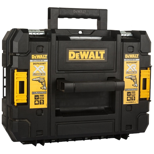 DEWALT DCF620NT-XJ tool case, black with yellow labels and handle, for the XR lithium ion brushless screwdriver.