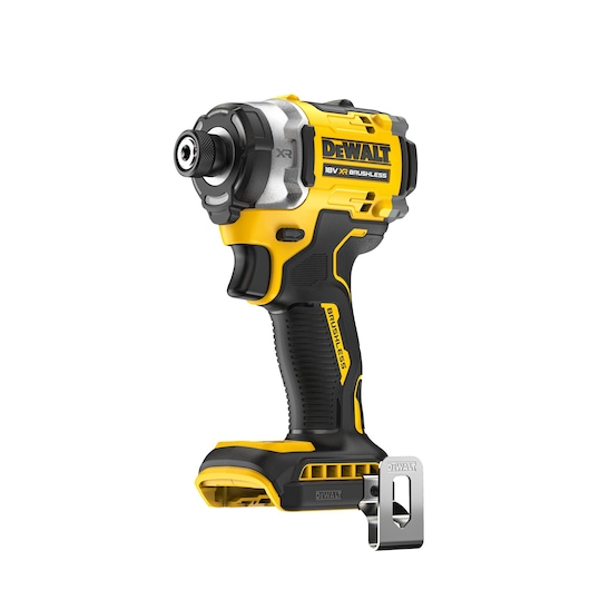 DEWALT DCF860NT 18V XR brushless impact driver with yellow and black design, shown without battery.