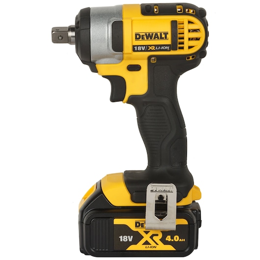 DEWALT 18V XR Li-Ion cordless impact wrench with ergonomic grip, black and yellow.