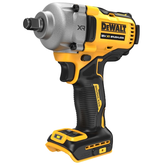 DEWALT 18V XR brushless cordless impact wrench, yellow and black, battery not included.