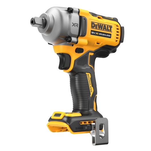 DEWALT 18V XR cordless brushless impact wrench, yellow and black, shown without battery.