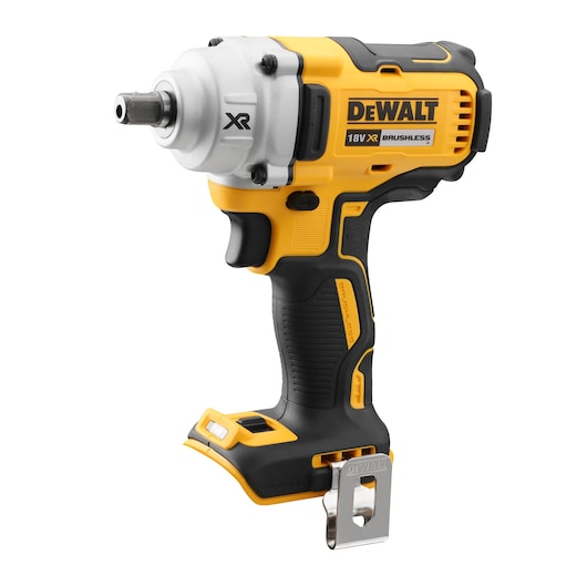 A yellow and black DEWALT 18V XR brushless cordless impact wrench, shown on a white background.