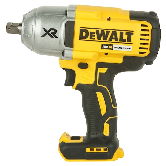 DEWALT 18V XR cordless impact wrench with brushless motor in yellow and black.