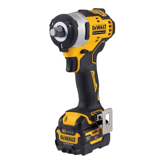 DEWALT photography tool DCF901P1G-QW, DCF901P1G shown upright with yellow and black design.