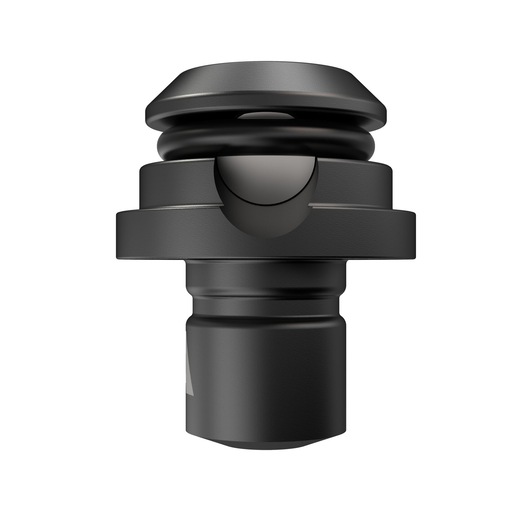 Close-up of a DEWALT DCFA4142 black metal tool adapter against a white background.