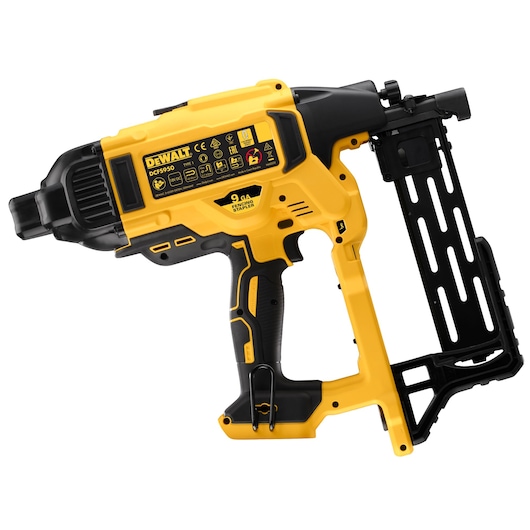DEWALT DCFS950N yellow cordless fencing stapler shown on a white background.