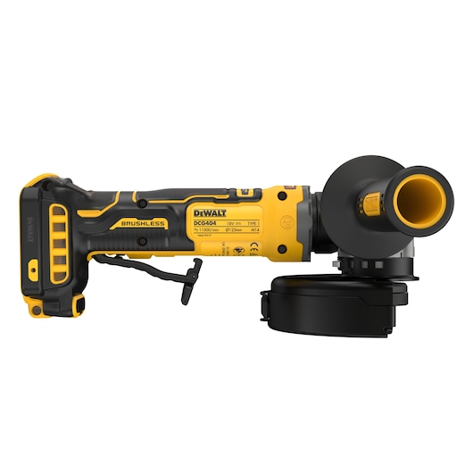 DEWALT brushless tool, DCG404NT and DCG404S2T-QW, shown in yellow and black, photography category.