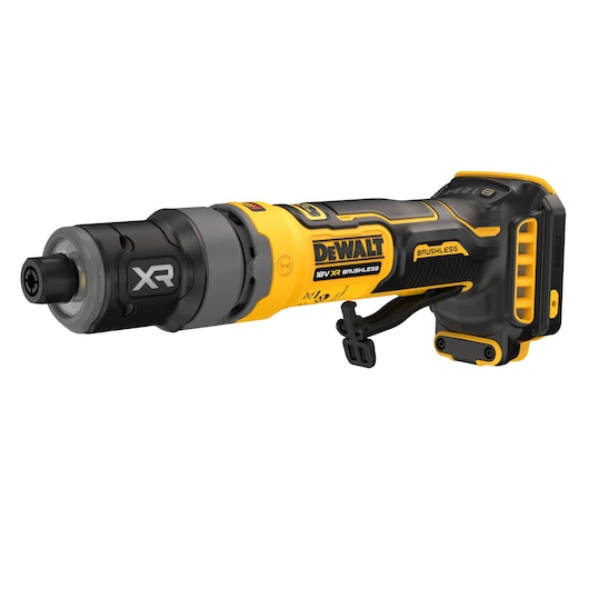 DEWALT power tool DCG420N-XJ, DCG420N in Photography category. Yellow and black handheld design.