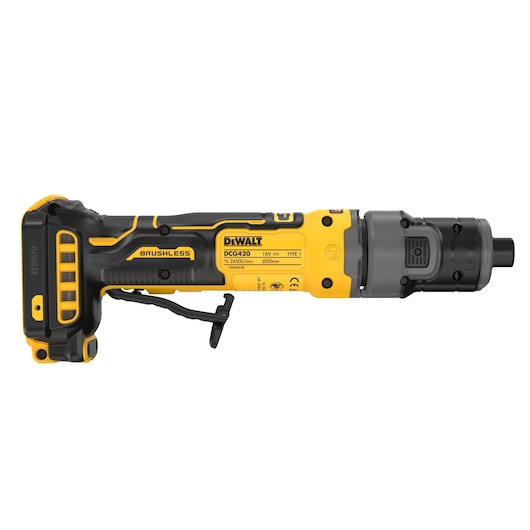 DEWALT DCG420N-XJ, DCG420N brushless tool, yellow/black, shown for photography product category.