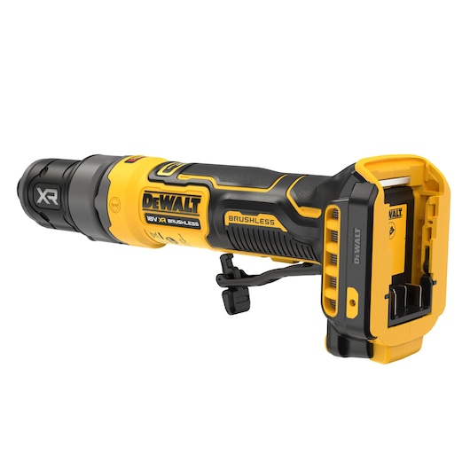 DEWALT DCG420N-XJ, DCG420N cordless tool, yellow and black, brushless. Photography product.