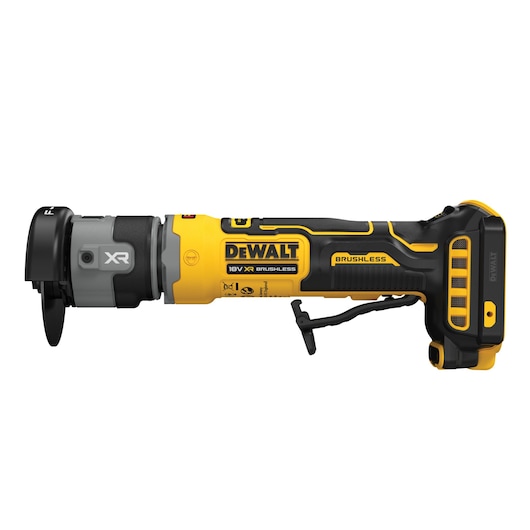 DEWALT DCG430N-XJ, DCG430N, brushless tool for photography. Yellow and black power tool.