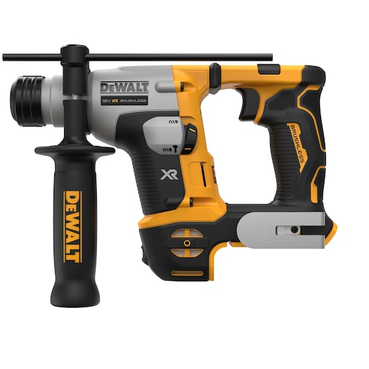 DEWALT rotary hammer drill, photo category, models DCH172NT-XJ and DCH172NT, black and yellow with side handle.
