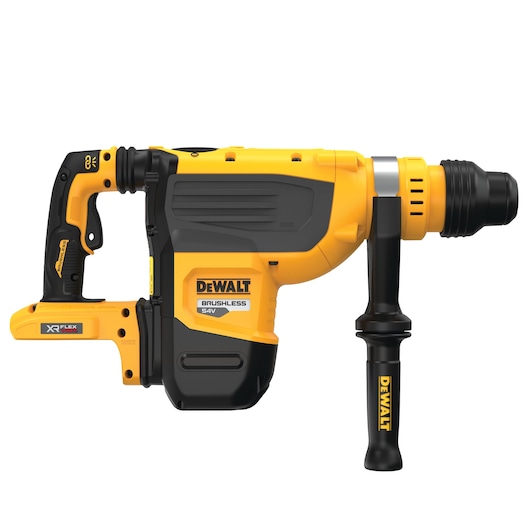 DEWALT DCH735N 64V brushless yellow and black rotary hammer drill with side handle and XR FLEXVOLT branding, photographed on a white background.