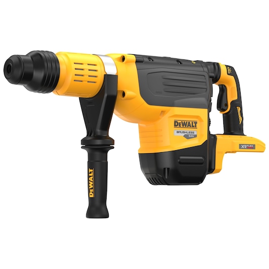 DEWALT cordless rotary hammer drill with handle, yellow and black, model DCH775N shown from side.