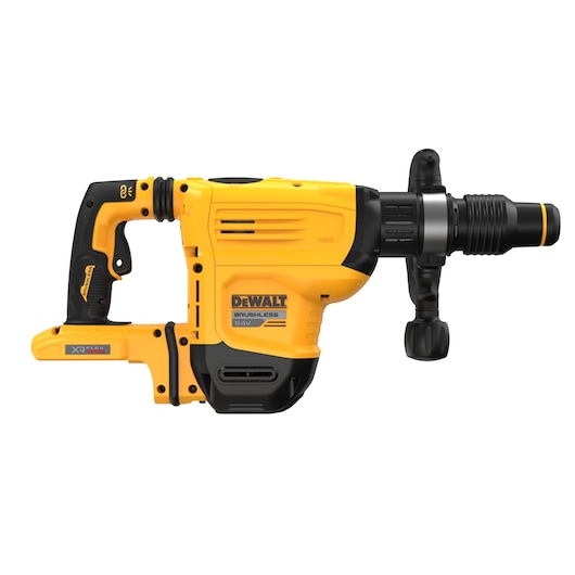 DEWALT 54V cordless brushless rotary hammer drill with side handle, yellow and black design.