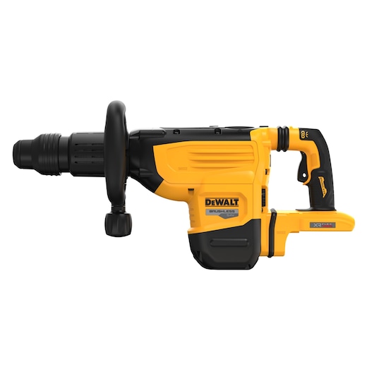DEWALT DCH892N 54V cordless yellow rotary hammer with black handle, side grip, and brushless motor.