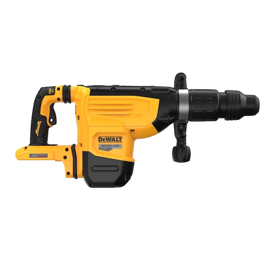 DEWALT DCH892N cordless rotary hammer drill, yellow and black, brushless, shown from the side.