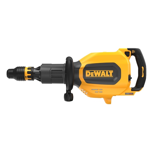 DEWALT DCH911NK yellow cordless demolition hammer with handle, shown on white background.