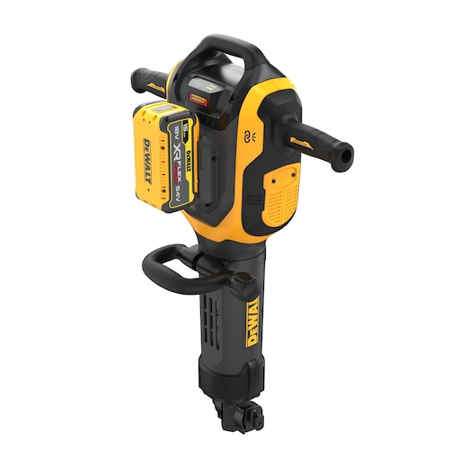 DEWALT breaker hammer for photography, SKUs DCH966Z2, DCH966Z2-XE. Yellow-black tool with handle and battery.