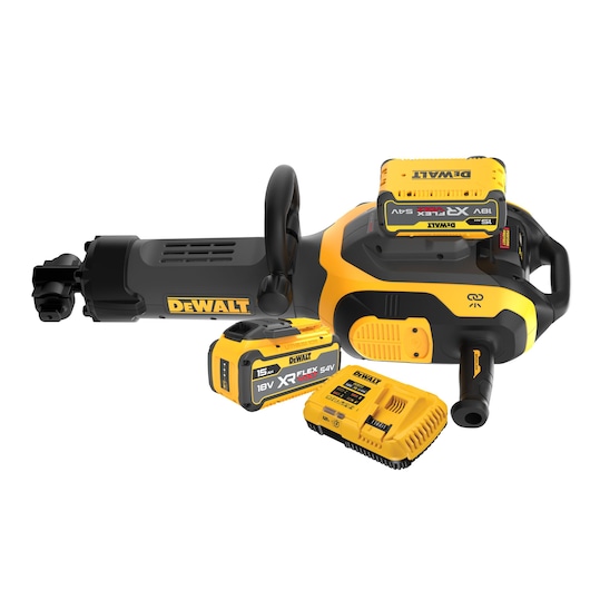 DEWALT tools, batteries, charger shown. SKUs: DCH966Z2, DCH966Z2-XE. Photography category.