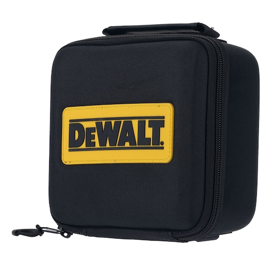 Black DEWALT zippered carrying case with yellow logo, designed for photography equipment storage and protection.