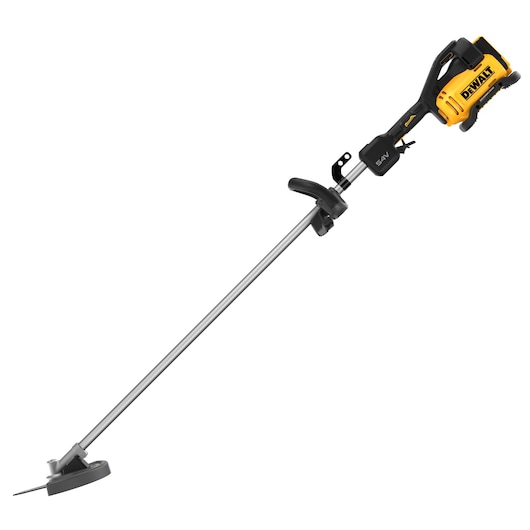 DEWALT cordless trimmer, model DCMBC812N-XJ and DCMBC812N. Garden tool with yellow motor and long shaft.