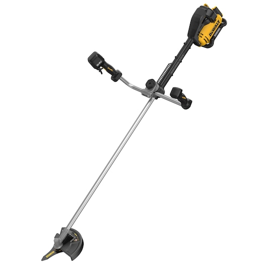 DEWALT grass trimmer, model DCMBC823N, DCMBC823N-XJ. Long handle and yellow/black motor unit.