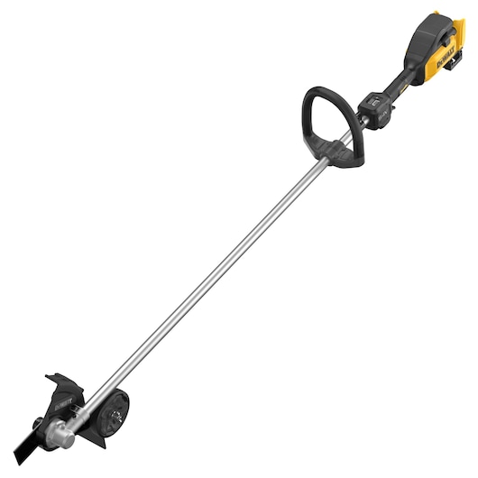 DEWALT cordless lawn edger tool with handle and blade, suitable for garden lawn edge trimming.