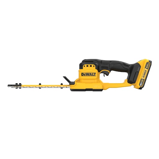 DEWALT hedge trimmer DCMHT520D1-QW, DCMHT520D1, yellow-black cordless tool shown.