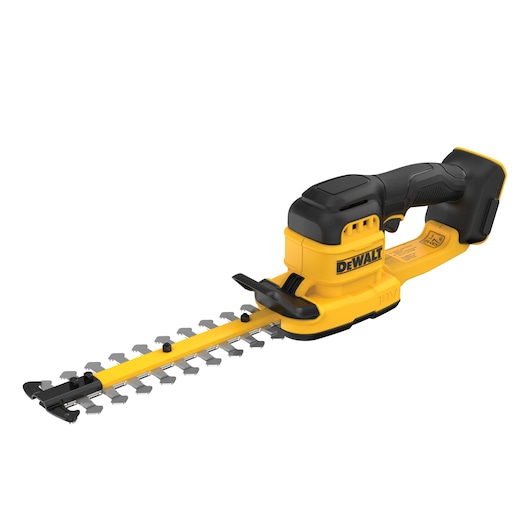 DEWALT hedge trimmer, yellow-black, photography category, SKUs DCMHT520N-XJ and DCMHT520N shown.