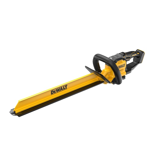 DEWALT hedge trimmer for photography, models DCMHT567N, DCMHT567N-XJ with yellow body and black handle.