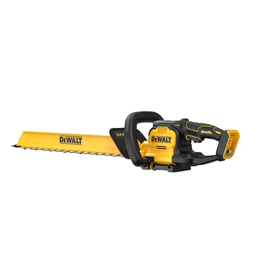 DEWALT hedge trimmer, yellow, cordless. SKUs: DCMHT567N, DCMHT567N-XJ. Photography category.