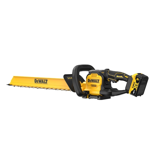 DEWALT hedge trimmer, yellow/black. SKUs: DCMHT567P1-QW, DCMHT567P1. Photography category.