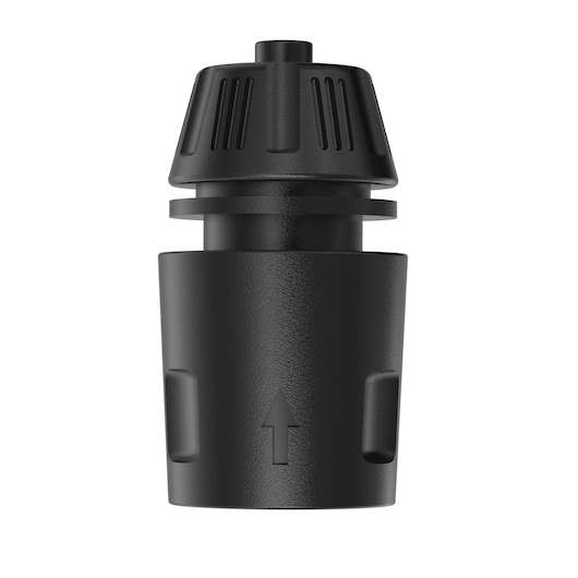 Black nozzle attachment with textured grip and arrow indicator, suitable for DEWALT power tools and equipment.