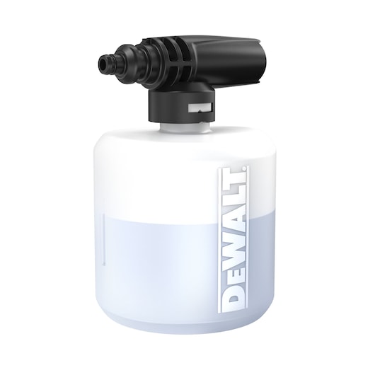 DEWALT foam bottle accessory with black nozzle, used for cleaning or spraying tasks.