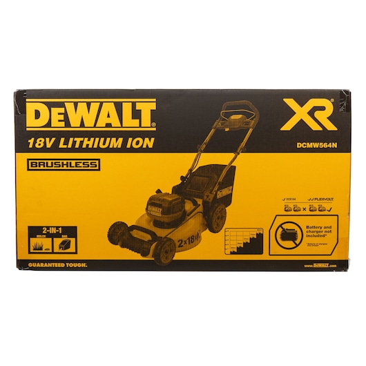 DEWALT DCMW564N 18V lawn mower box, brushless model, battery and charger not included.